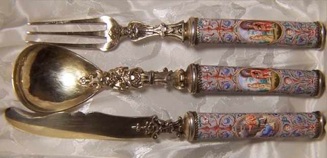 spoon, knife and fork from Hermann Ratzersdorfer's dessert set