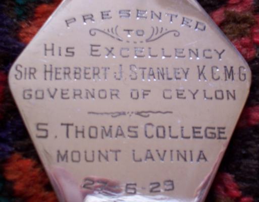 ceremonial trowel  S.Thomas College Mount Lavinia