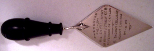 ceremonial trowel  S.Thomas College Mount Lavinia