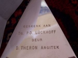ceremonial trowel N.G.Church hall in Carletonville (South Africa)
