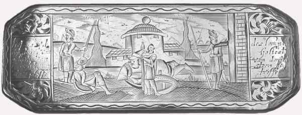 engraving on silver tobacco box