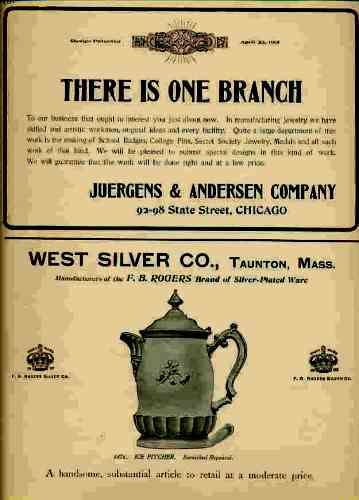 an Anchor Silver Plate Co advertising in a 1905 (not identified) magazine