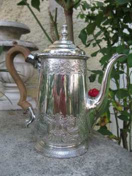 silver coffee pot of unknown origin