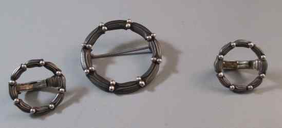 Jensen earrings and brooch
