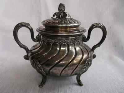 French silver sugar bowl
