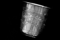 Russian silver: beakers and tray