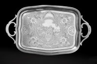 Russian silver: beakers and tray