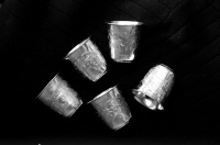 Russian silver: beakers and tray