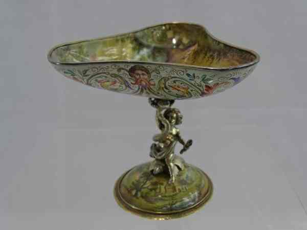 Austrian enamel on silver tazza