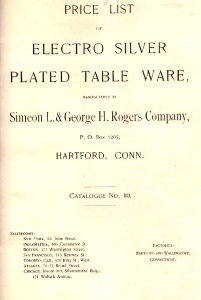 a page from a price list of electro silver plated tableware manufactured by Simeon L. & George H. Rogers Company