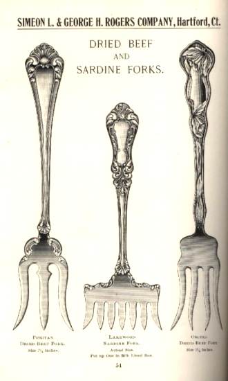 a page from a price list of electro silver plated tableware manufactured by Simeon L. & George H. Rogers Company
