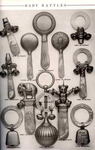 the 'baby rattle' page from 1917-18 Webster Company catalog