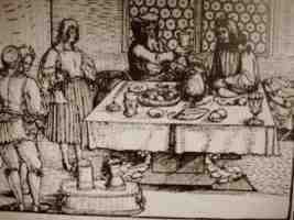 Banquets of the aristocracy with master's salt near the host