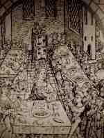 Banquets of the aristocracy with master's salt near the host