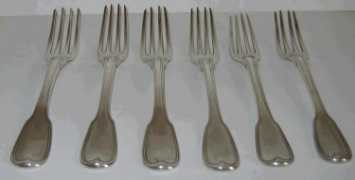 French silver table forks manufactured in Paris between 1766 and 1809