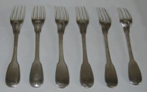 French silver table forks manufactured in Paris between 1766 and 1809 