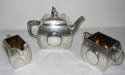 Silver tea set,  hallmarked London 1879