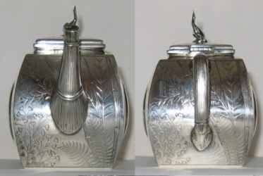 Silver teapot,  hallmarked London 1879
