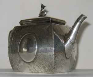 Silver teapot,  hallmarked London 1879