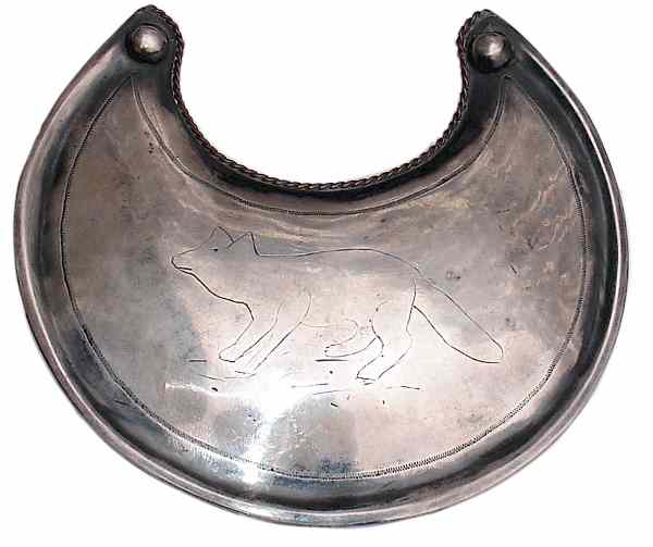18th Century Trade Silver Gorget engraved with a fox