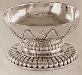 ssilver salt marked by Anne Tanqueray, London 1729 with Ash, Ashe, Baird, Boucherett, Broome, Curson crest