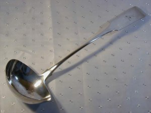 ladle by William Eaton (possibly), London 1815 hallmark, bearing Pilkington family crest