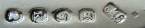 hallmarks London, 1805, by Thomas Wallis II on three Alderson's family spoons