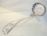 silver plate sugar sifter spoon engraved with Wyman, Weyman, Wyeman, Wayman crest