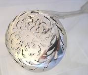 silver plate sugar sifter spoon engraved with Wyman, Weyman, Wyeman, Wayman crest