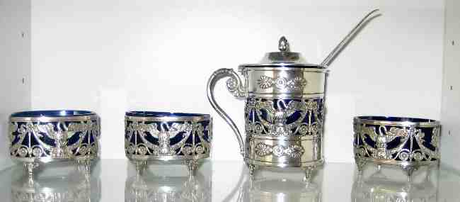 Art Nouveau cruet set:  Paul Canaux & Company, Paris, 1892-1911
