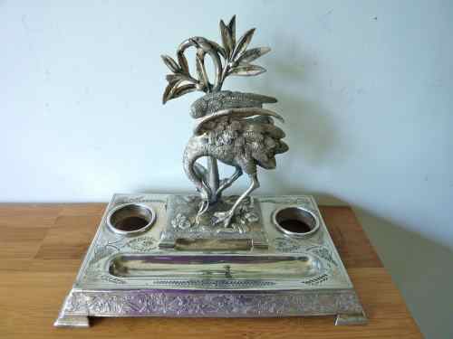 figural inkstand made by James Deakin & Sons