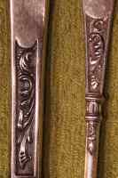 silver flatware set marked Switzerland