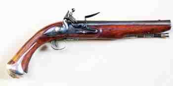 18th century English pistol with silver mounts