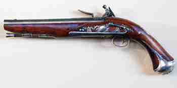 18th century English pistol with silver mounts
