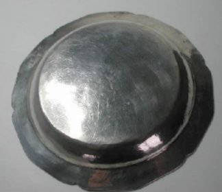 silver round plate