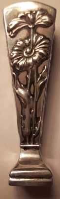 silver Art Deco floral lacquer / wax seal stamp with monogram and mark