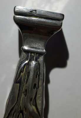 silver Art Deco floral lacquer / wax seal stamp with monogram and mark