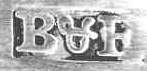 B & F mark in a rectangular cartouche