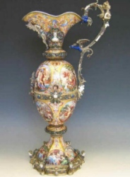 enameled ewer: Vienna circa 1875 (maker unknown)