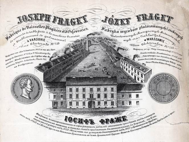 an advertisement of Joseph Fraget Company in three languages:
French, Polish and Russian