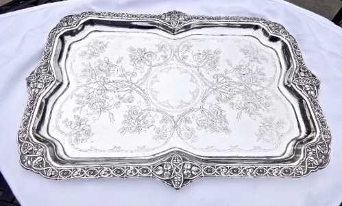 Silver tray marked KOTT
