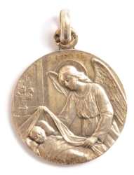 guardian angel medal in silver