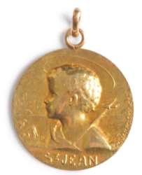 baptismal medal in gold, Saint John