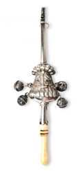 antique baby rattle/whistle in silver with ivory teether