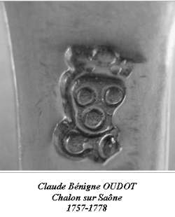 marks on the fork of Claude Bnigne OUDOT Chalon sur Sane 1757-1778