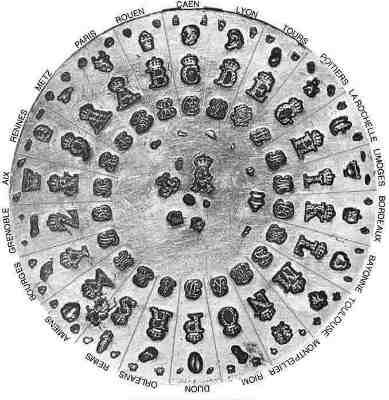 Plate of the hallmarks used by J.B. Fouache