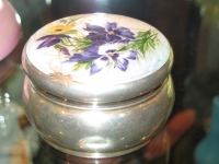 glass jar with silver cover: Birmingham 1905