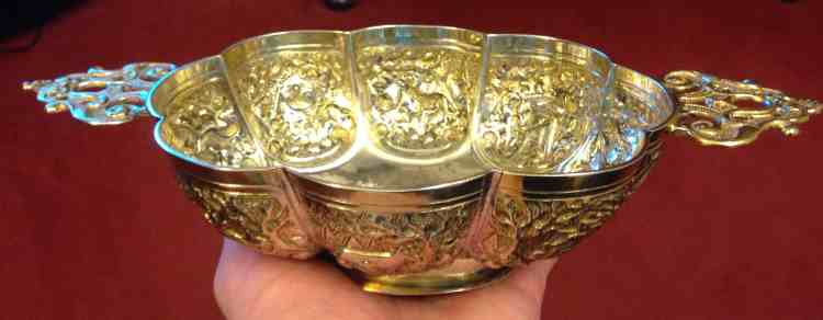 silver twin handled bowl