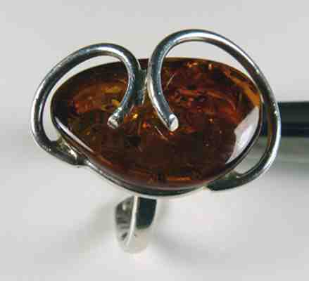 Sterling & Amber Ring