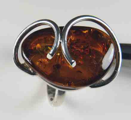 Sterling & Amber Ring